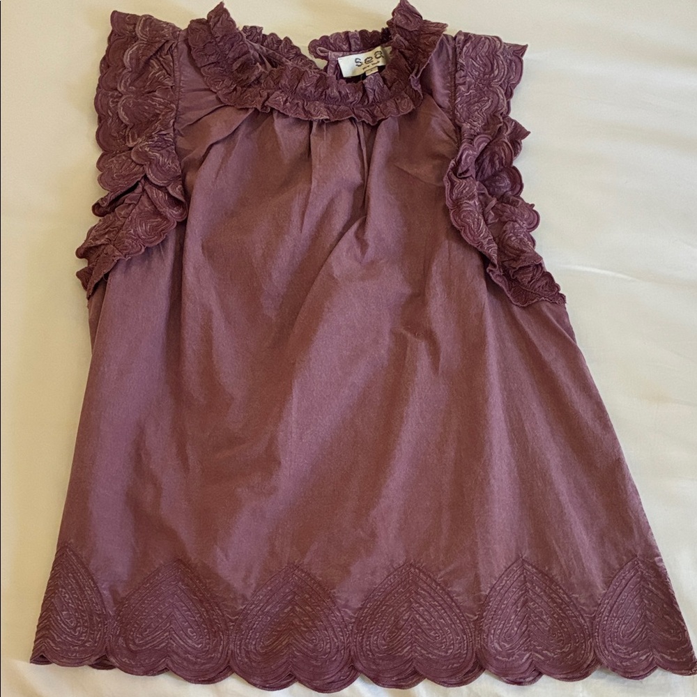 Sea New York Purple Ruffle Blouse